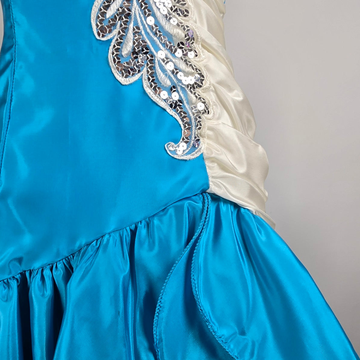 Vintage 80s Flirtations Alfred Angelo Blue White Ruffle Pageant Dress Sz 12