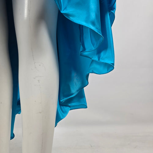 Vintage 80s Flirtations Alfred Angelo Blue White Ruffle Pageant Dress Sz 12