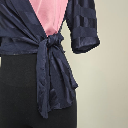 Vintage Roger Sakoun Paris Silk Wrap Blouse Cardigan Sz 12