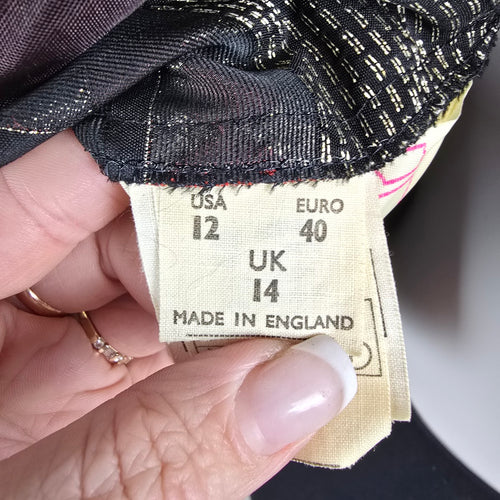 Vintage 80s Mates Metallic Ruffle Crop Jacket Size 12