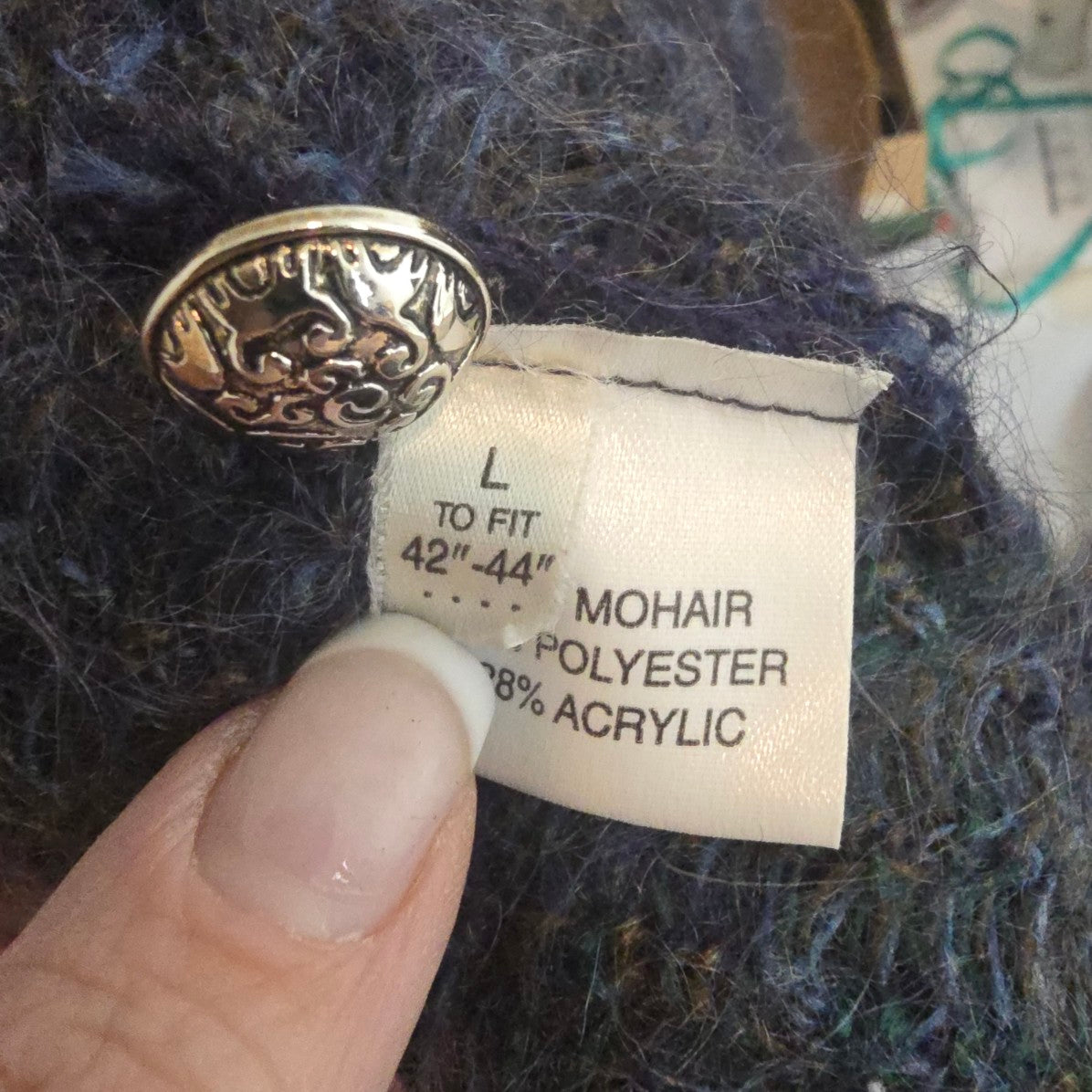 Vintage Pitlochry Scotland Mohair Wool Paisley Cardigan Size L