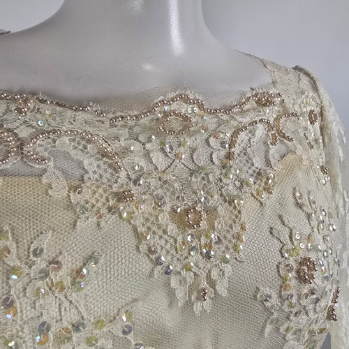 Vintage Lace Tulle Wedding Dress Long Sleeve Bridal Gown