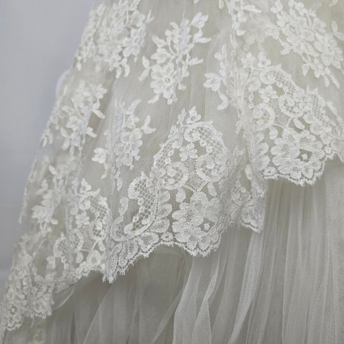 Vintage Lace Tulle Wedding Dress Long Sleeve Bridal Gown