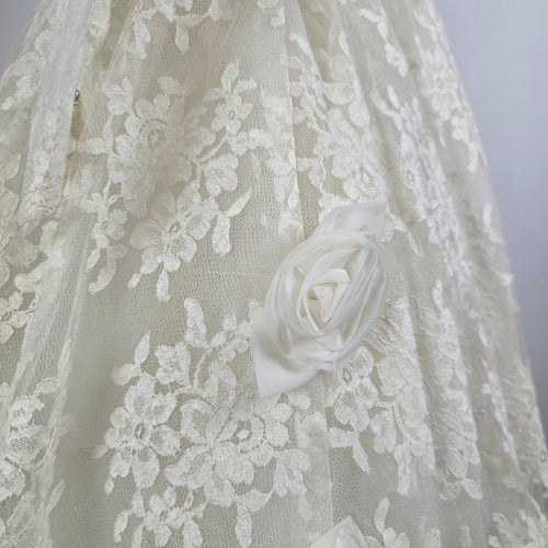 Vintage Lace Tulle Wedding Dress Long Sleeve Bridal Gown