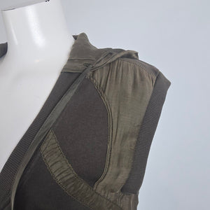 Mür Mür Olive Green Hooded Sleeveless Zip Vest Tunic Sz M