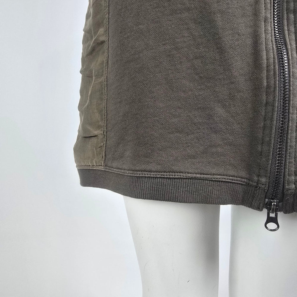 Mür Mür Olive Green Hooded Sleeveless Zip Vest Tunic Sz M