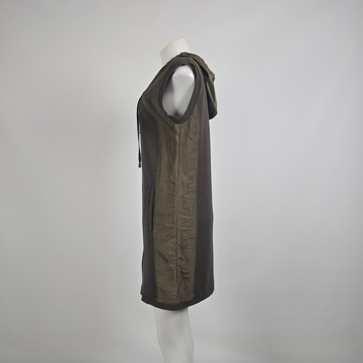 Mür Mür Olive Green Hooded Sleeveless Zip Vest Tunic Sz M