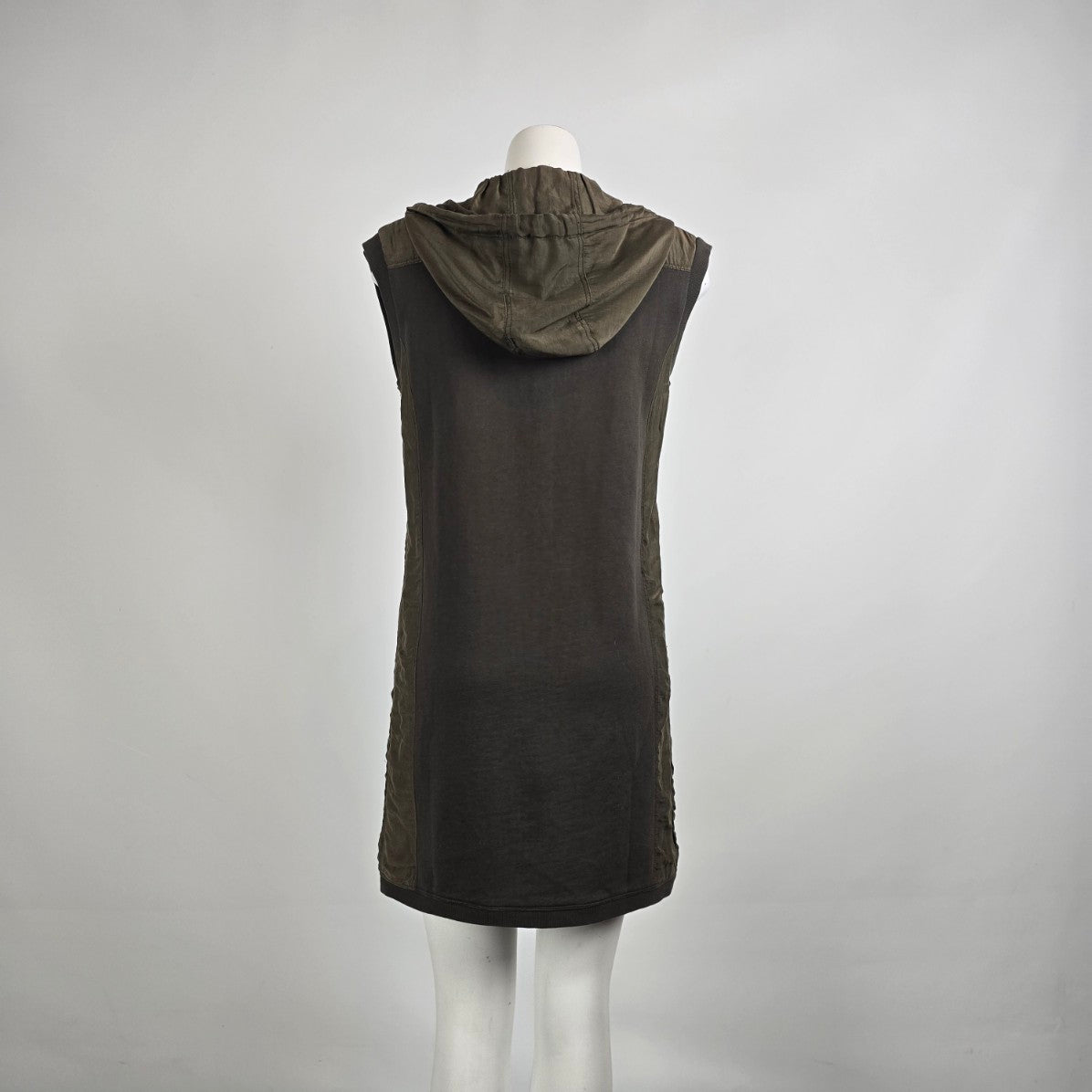 Mür Mür Olive Green Hooded Sleeveless Zip Vest Tunic Sz M
