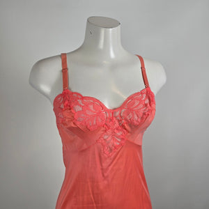 Vintage Harvey Woods Coral Lace Trim Full Slip Dress Size 4