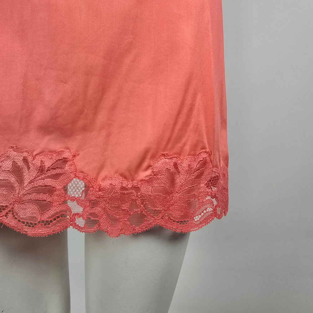 Vintage Harvey Woods Coral Lace Trim Full Slip Dress Size 4