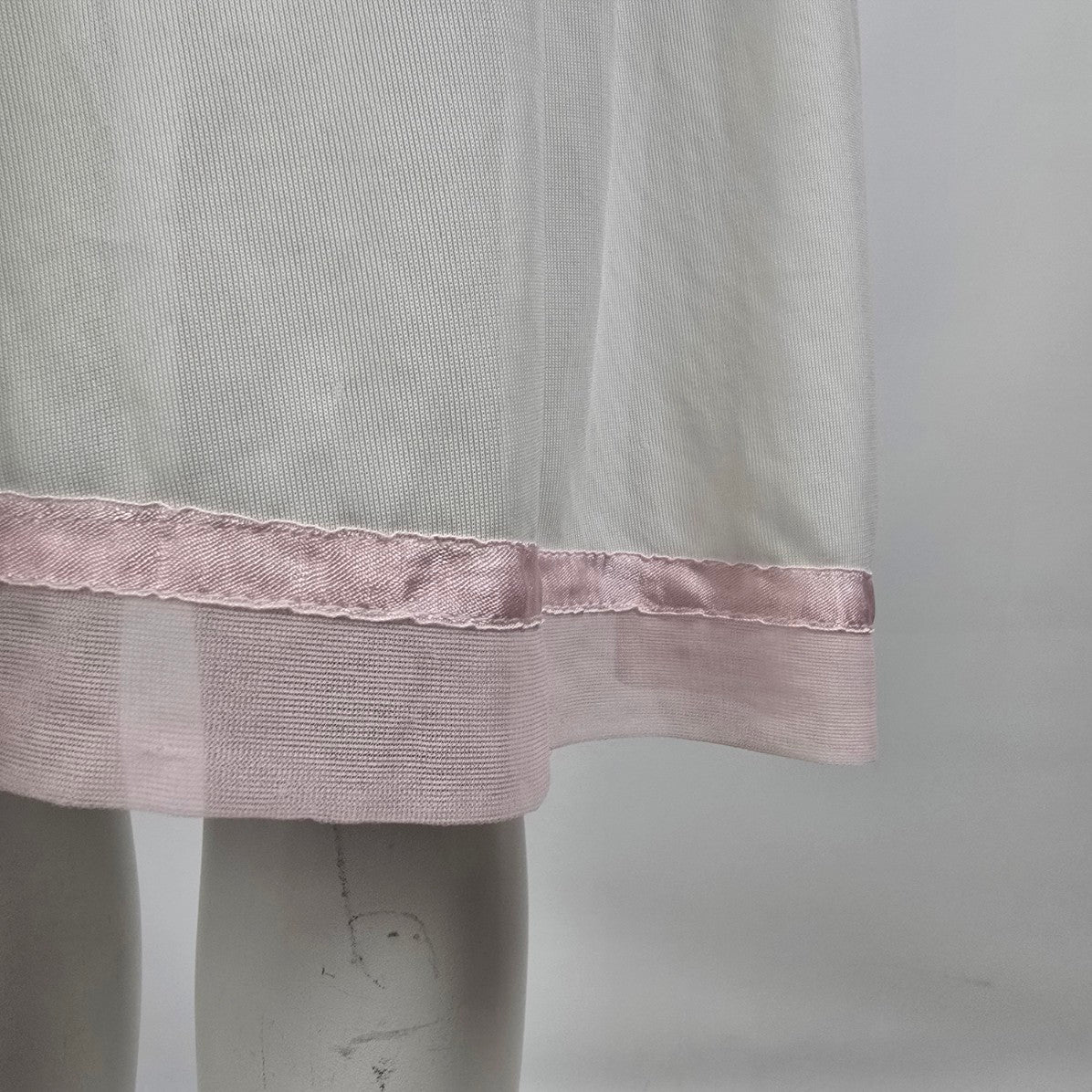 Vintage White Pink Embroidered Cotton Nightgown Dress Size S