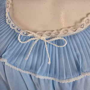 Vintage Blue Pleated Ruffle Nightgown Cami Top Size M/L