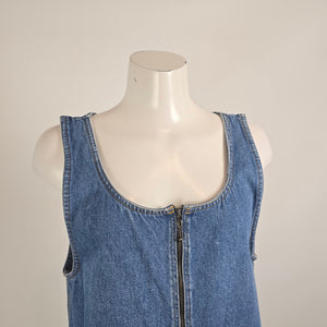 Vintage Quest Denim Zip Front Jumper Dress Sz L