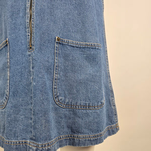 Vintage Quest Denim Zip Front Jumper Dress Sz L