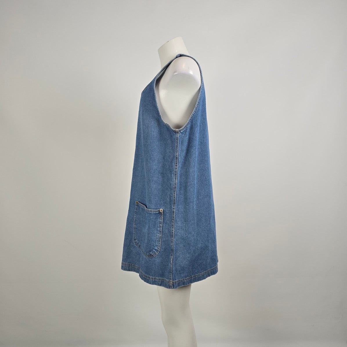 Vintage Quest Denim Zip Front Jumper Dress Sz L