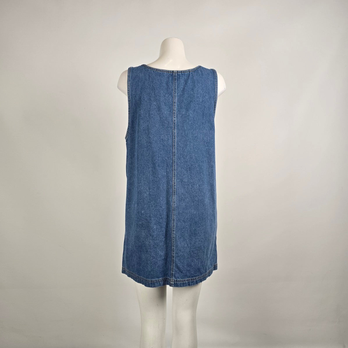 Vintage Quest Denim Zip Front Jumper Dress Sz L