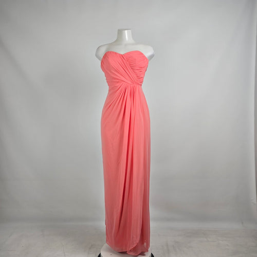 Dessy Collection Coral Strapless Bridesmaid Maxi Dress Size 6