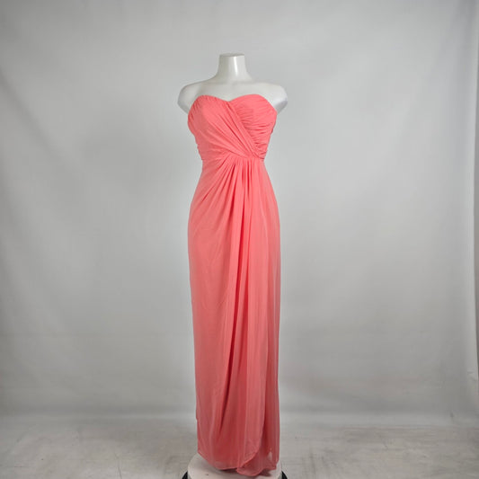 Dessy Collection Coral Strapless Bridesmaid Maxi Dress Sz 8