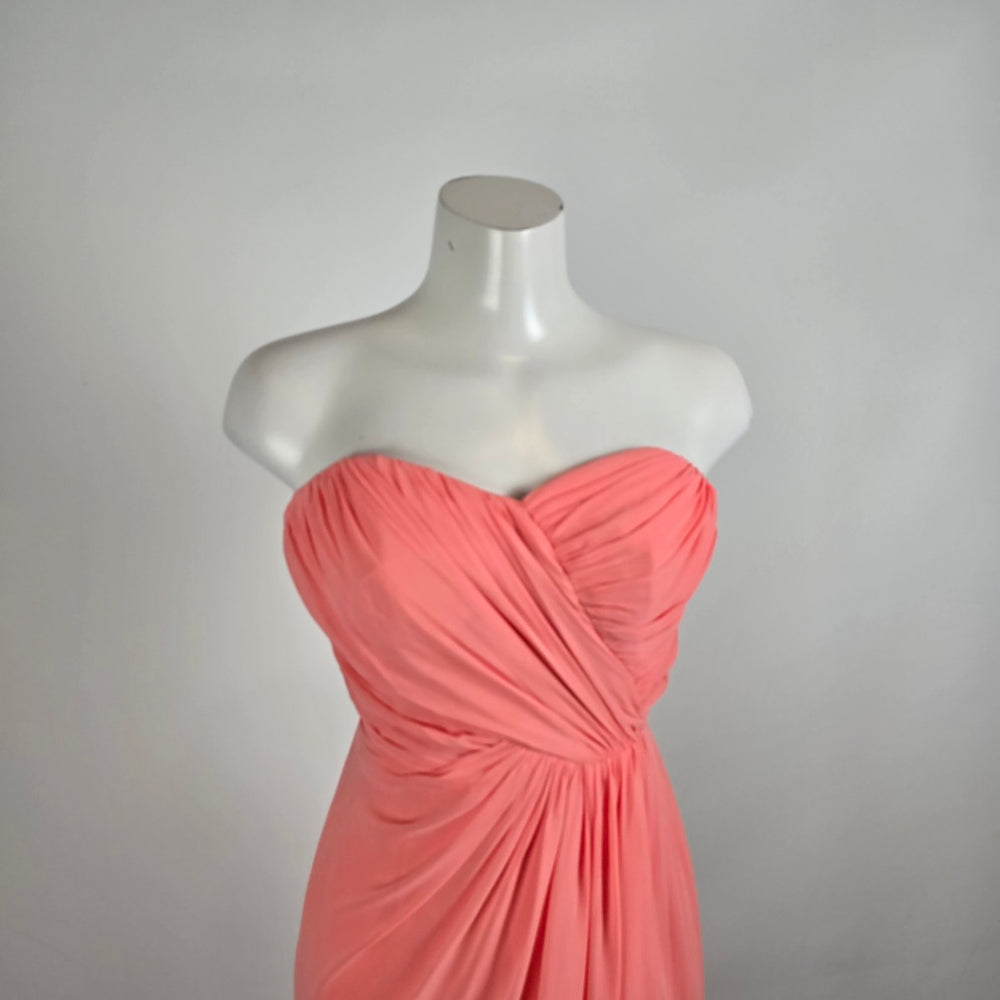 Dessy Collection Coral Strapless Bridesmaid Maxi Dress Sz 8