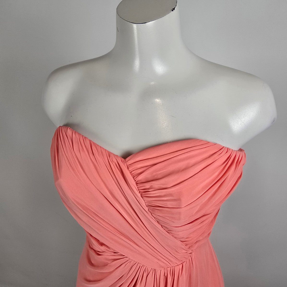 Dessy Collection Coral Strapless Bridesmaid Maxi Dress Size 6