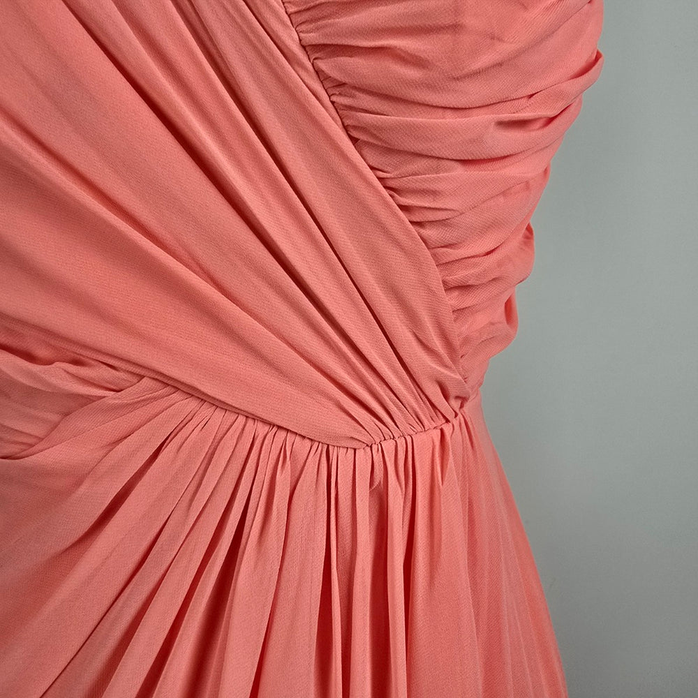 Dessy Collection Coral Strapless Bridesmaid Maxi Dress Sz 8