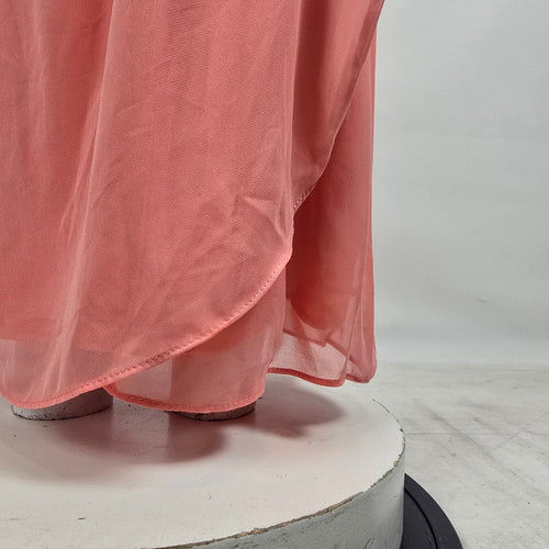 Dessy Collection Coral Strapless Bridesmaid Maxi Dress Size 6