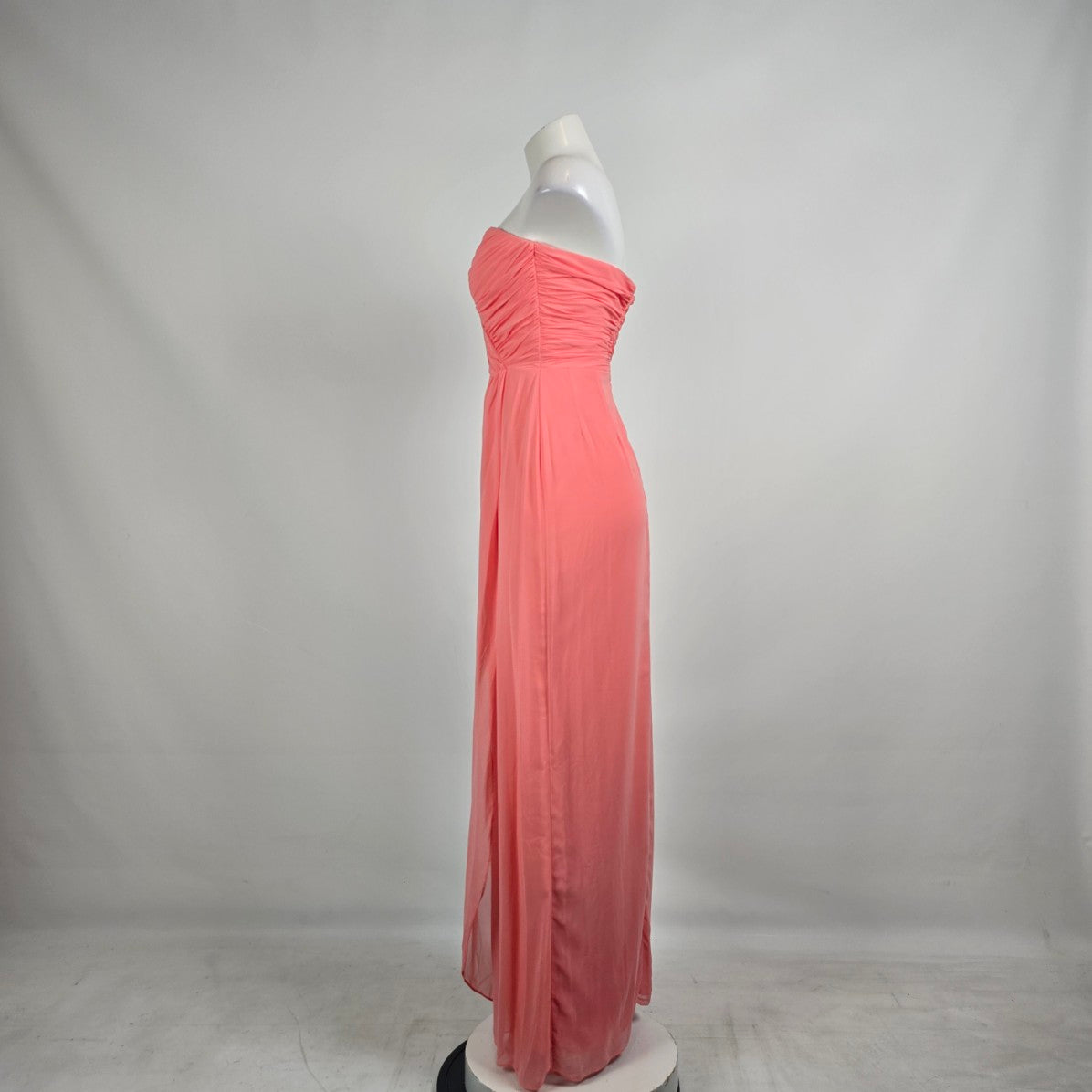 Dessy Collection Coral Strapless Bridesmaid Maxi Dress Size 6