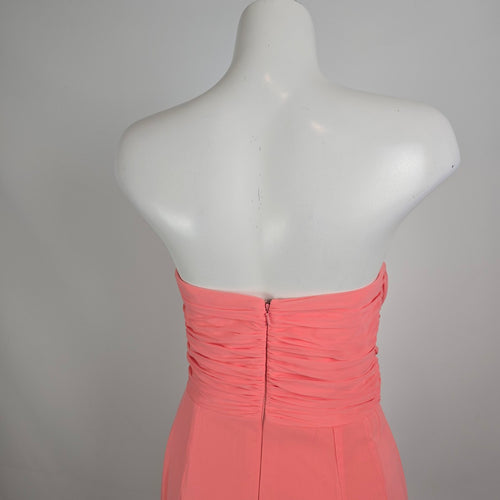 Dessy Collection Coral Strapless Bridesmaid Maxi Dress Size 6