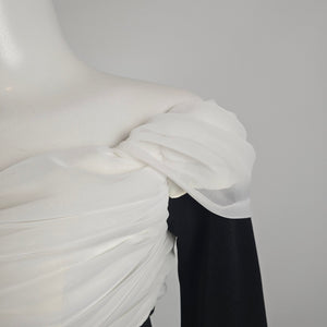 Vintage Lori Ann Black White Off Shoulder Formal Gown Sz 10