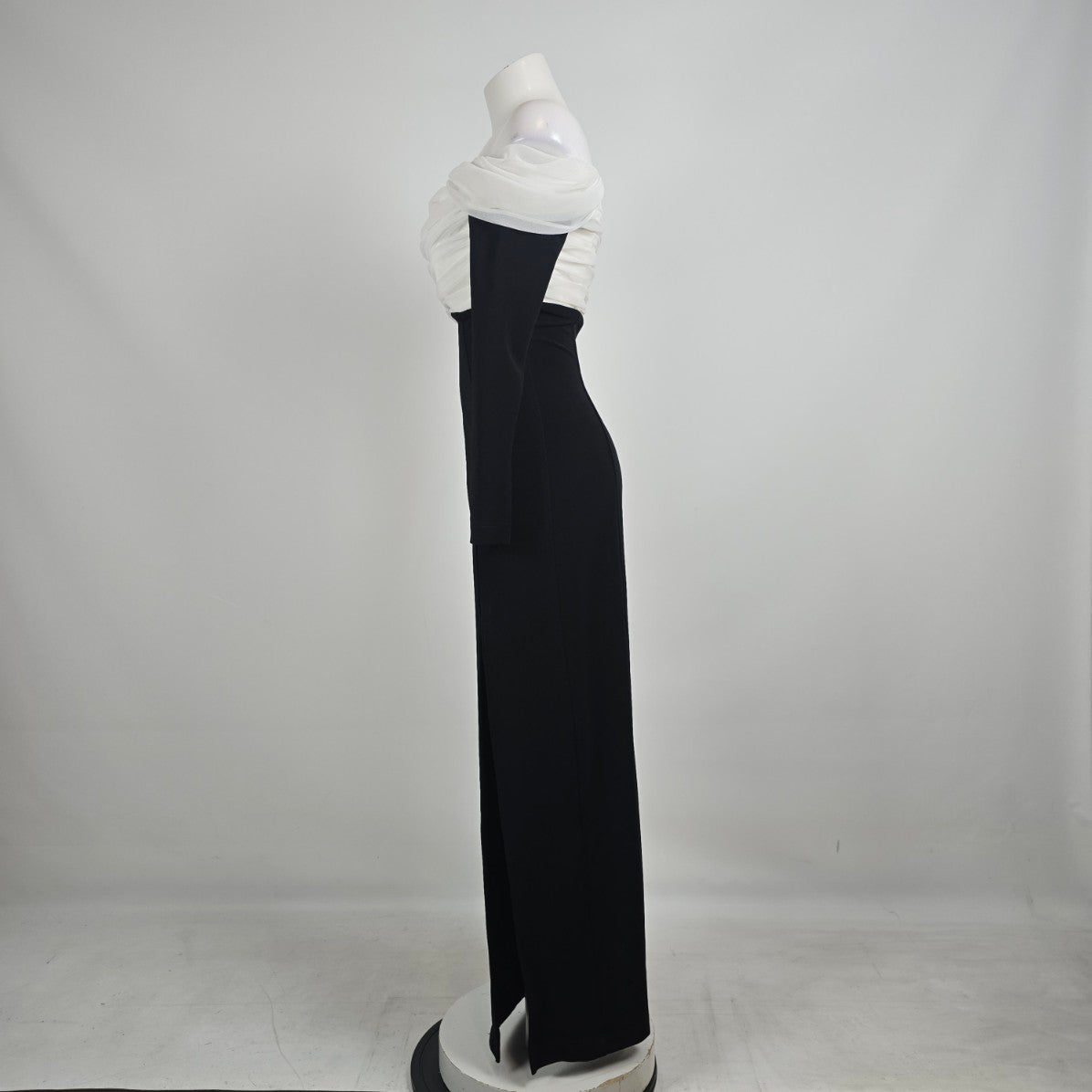Vintage Lori Ann Black White Off Shoulder Formal Gown Sz 10