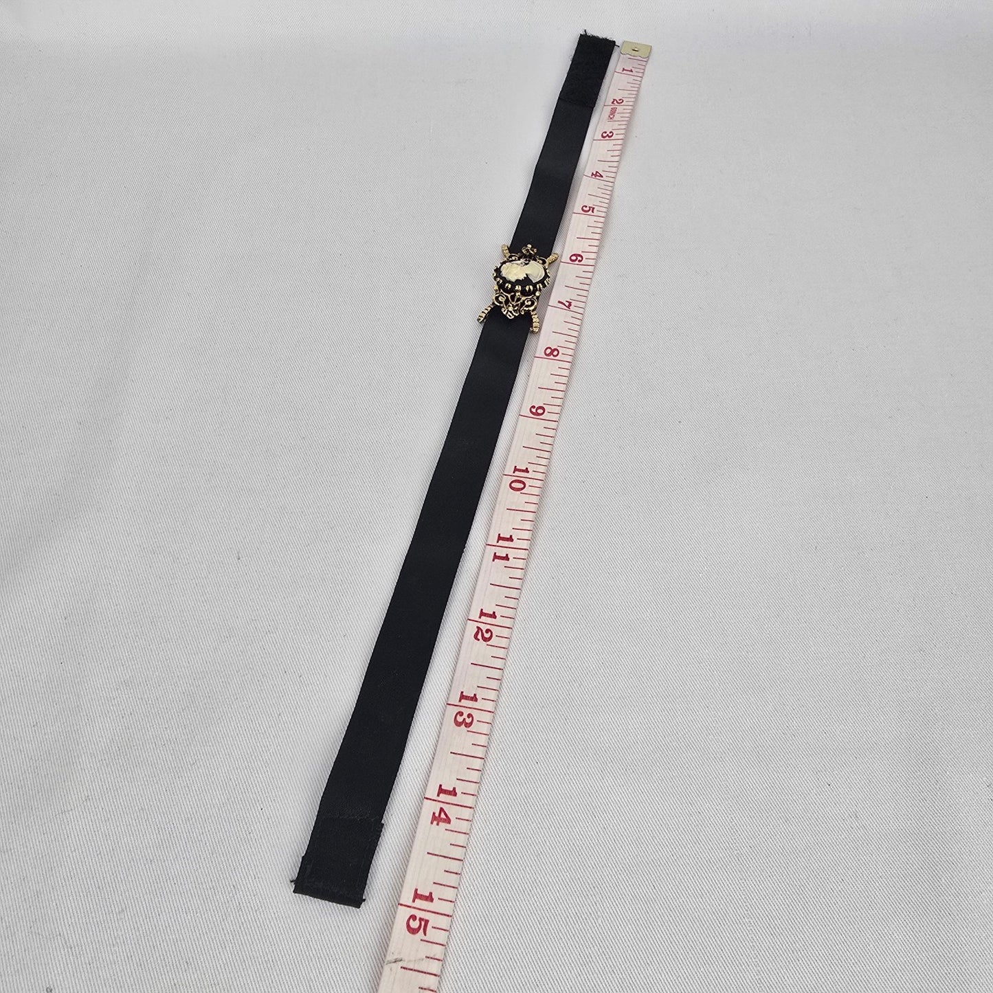 Vintage Black Ribbon Cameo Choker Necklace
