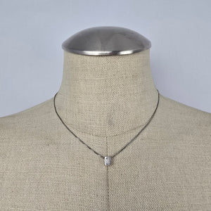 Sterling Silver CZ Rectangle Pendant Necklace