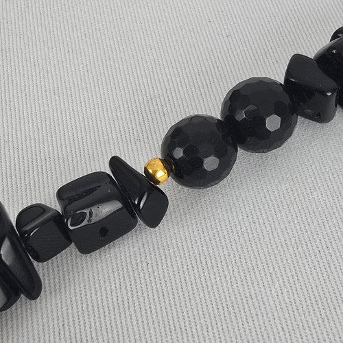 Black Beaded Gold Tone Tribal Medallion Pendant Necklace