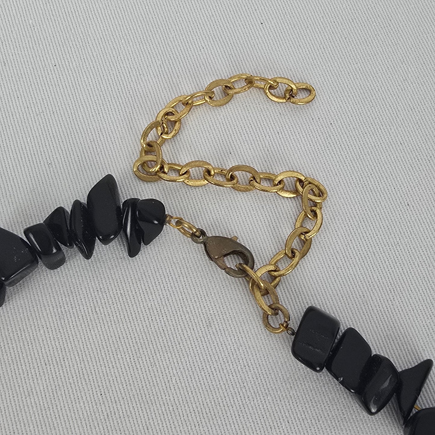 Black Beaded Gold Tone Tribal Medallion Pendant Necklace