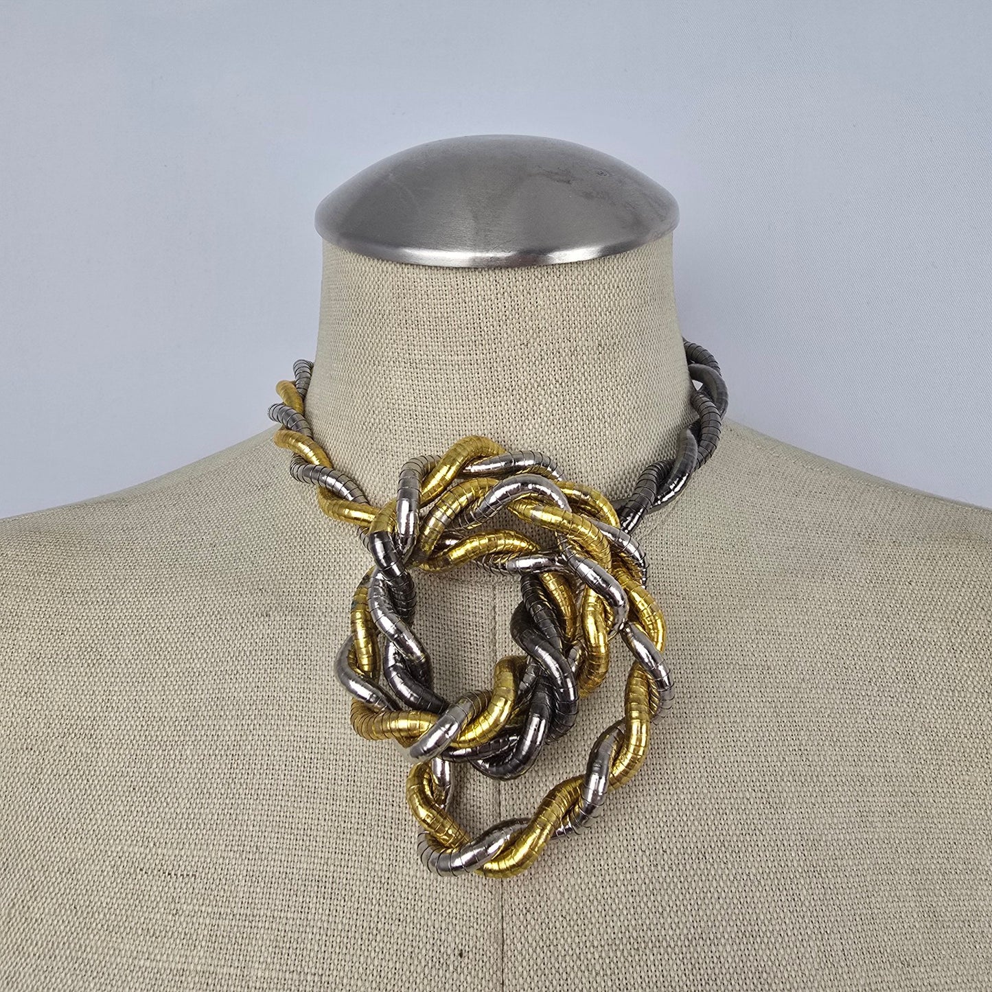 Vintage Mixed Metal Bendable Snake Choker Necklace