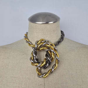 Vintage Mixed Metal Bendable Snake Choker Necklace