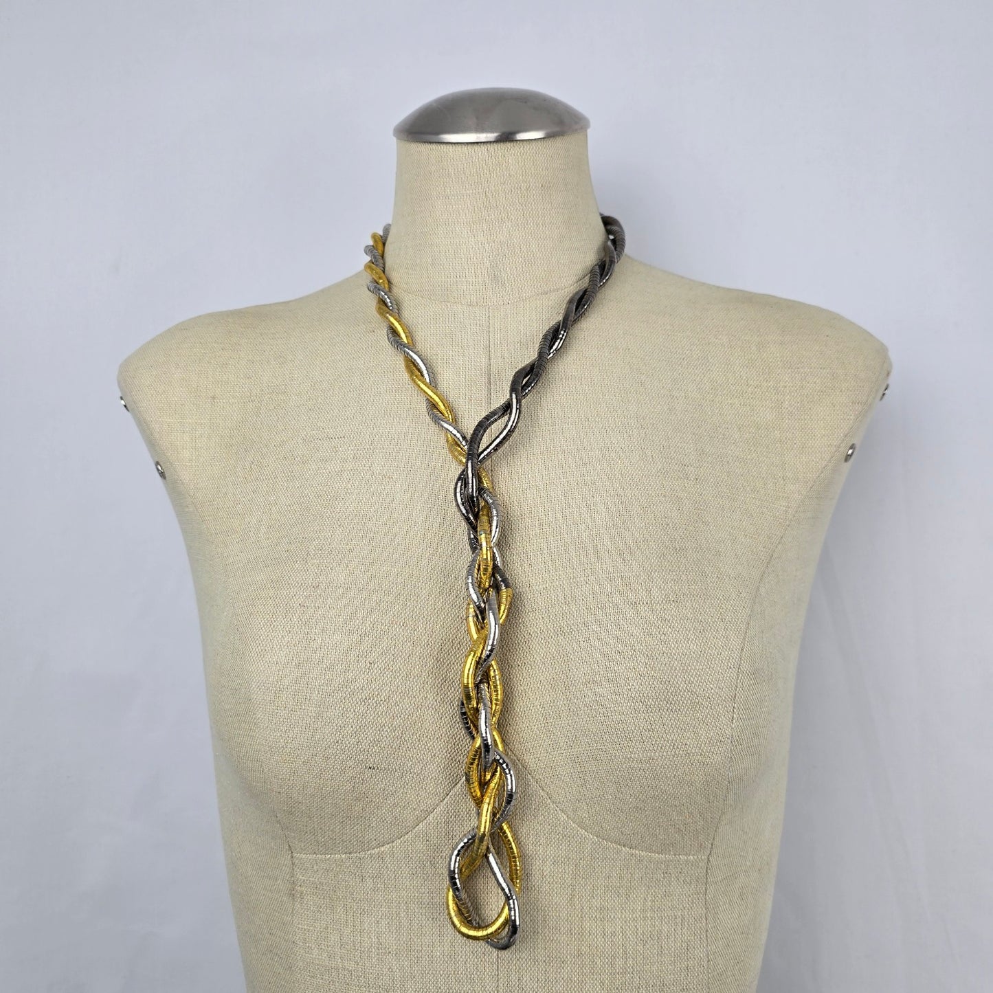 Vintage Mixed Metal Bendable Snake Choker Necklace