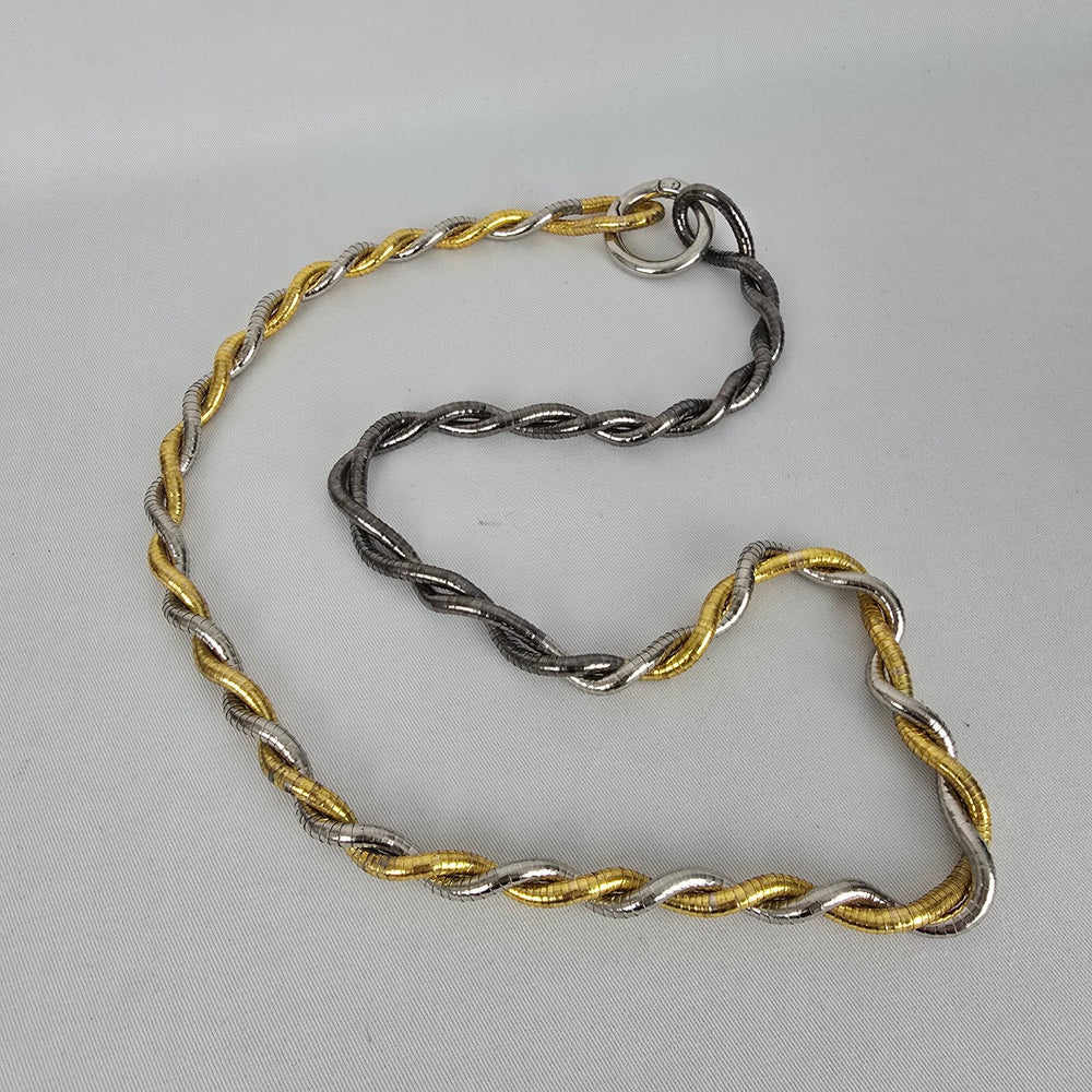 Vintage Mixed Metal Bendable Snake Choker Necklace