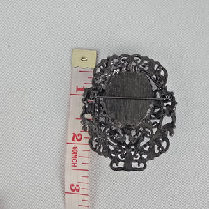 Black Rhinestone Statement Brooch with Smoky Center Stone