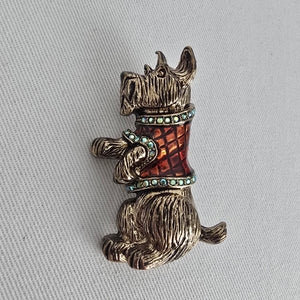 Vintage Scottie Dog Rhinestone Sweater Brooch Pin