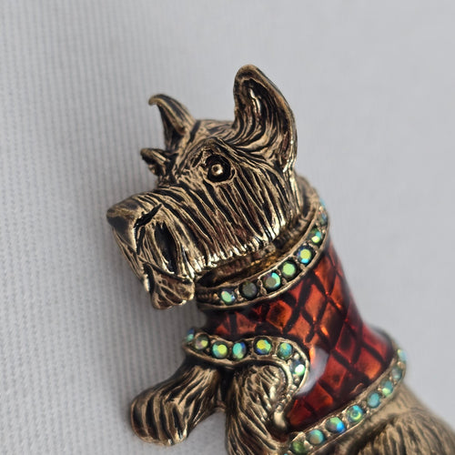 Vintage Scottie Dog Rhinestone Sweater Brooch Pin