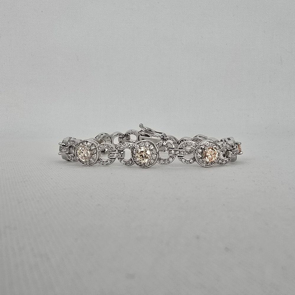 Silver Tone Champagne Rhinestone Tennis Bracelet