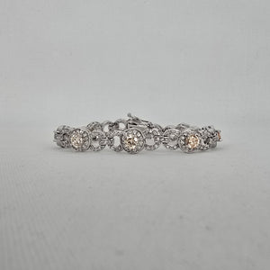 Silver Tone Champagne Rhinestone Tennis Bracelet