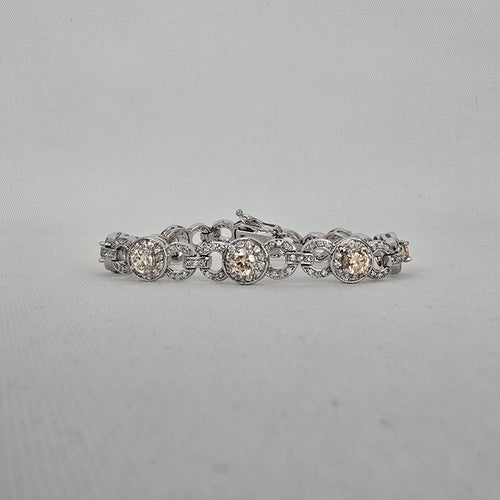 Silver Tone Champagne Rhinestone Tennis Bracelet