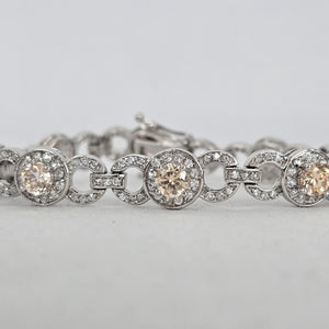 Silver Tone Champagne Rhinestone Tennis Bracelet