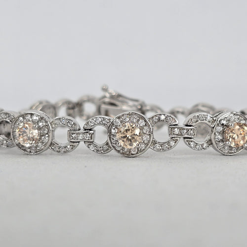 Silver Tone Champagne Rhinestone Tennis Bracelet