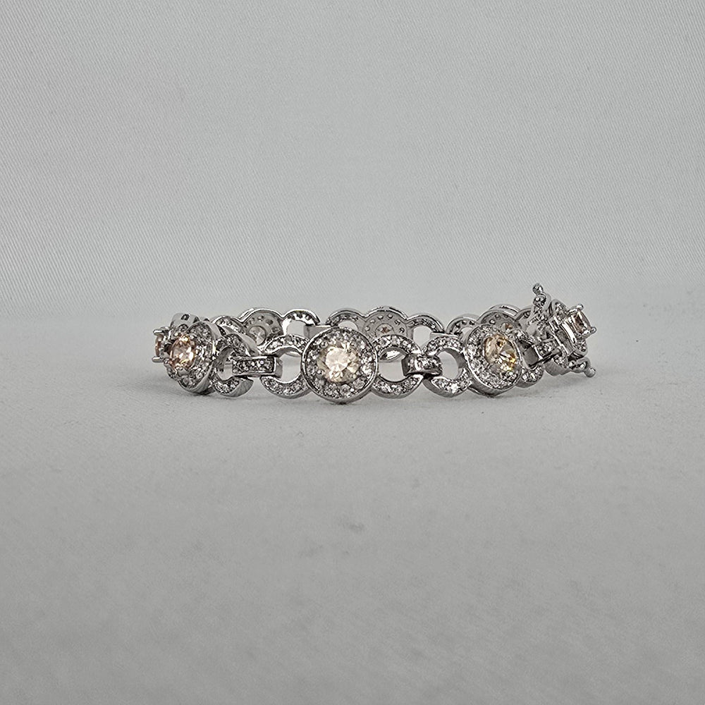 Silver Tone Champagne Rhinestone Tennis Bracelet