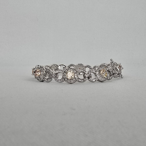 Silver Tone Champagne Rhinestone Tennis Bracelet