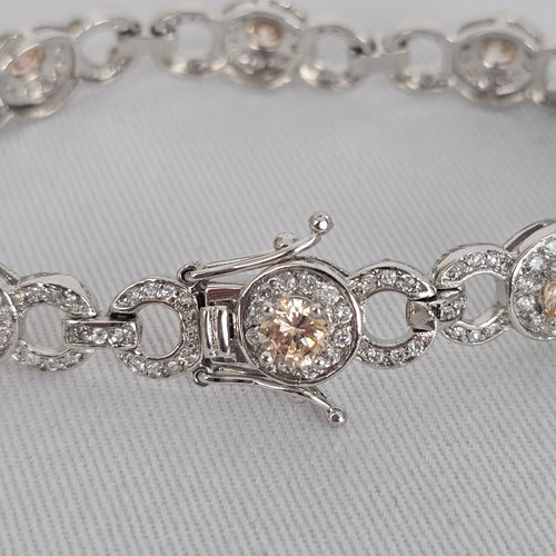 Silver Tone Champagne Rhinestone Tennis Bracelet
