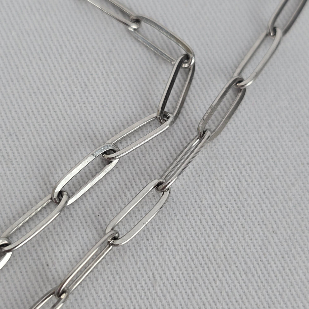 Silver Tone Toggle Heart Pendant Paperclip Necklace